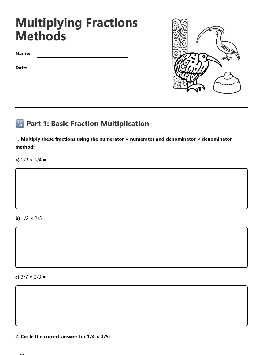 Multiplying Fractions Methods — Free Printable Worksheet for Maths ...