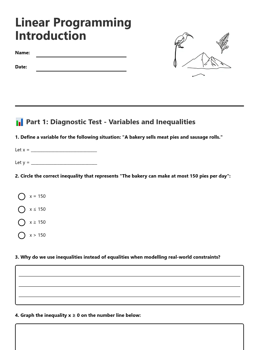 Linear Programming Introduction — Free Printable Worksheet for Maths ...