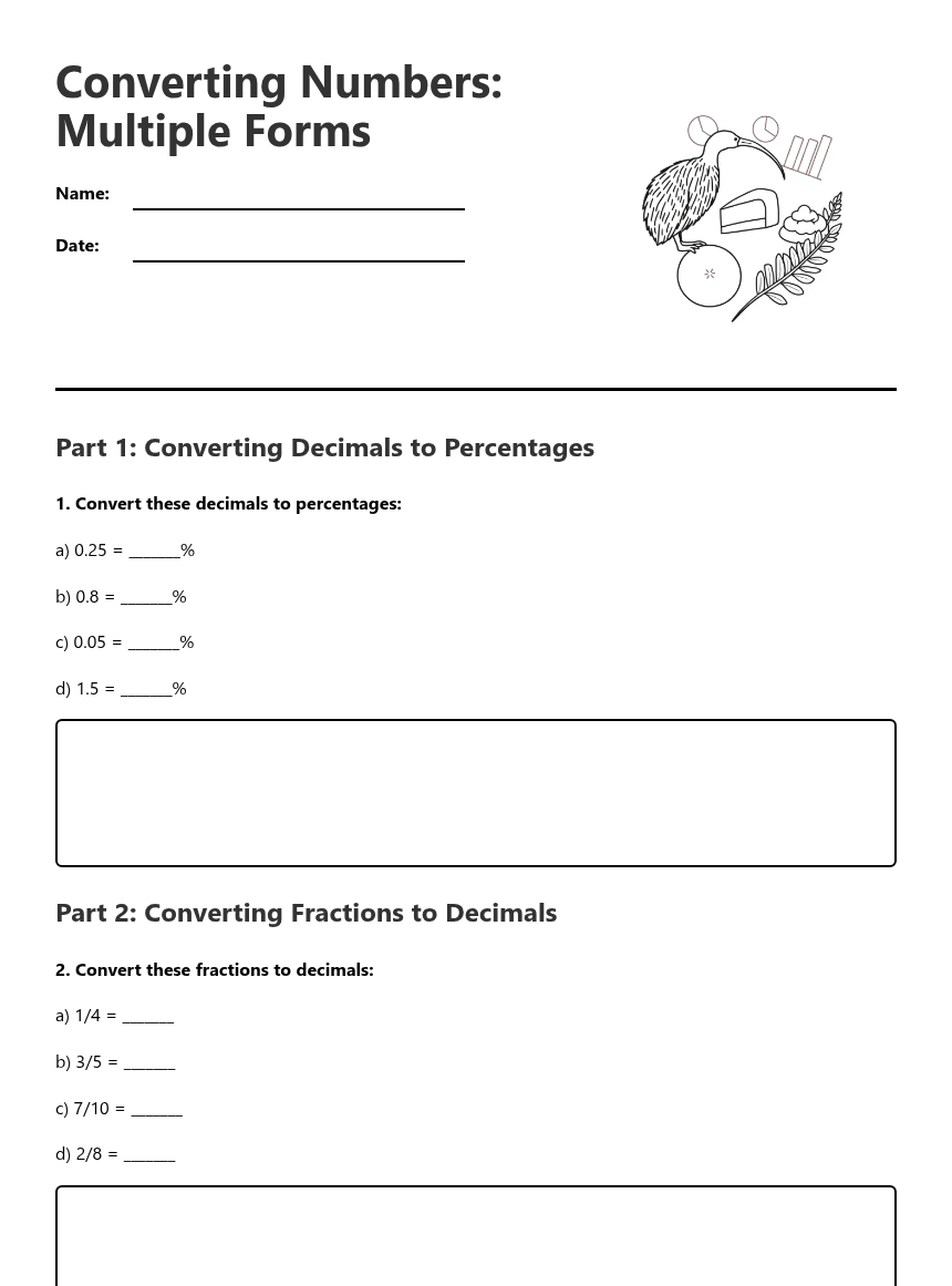 Converting Numbers: Multiple Forms — Free Printable Worksheet for Maths ...