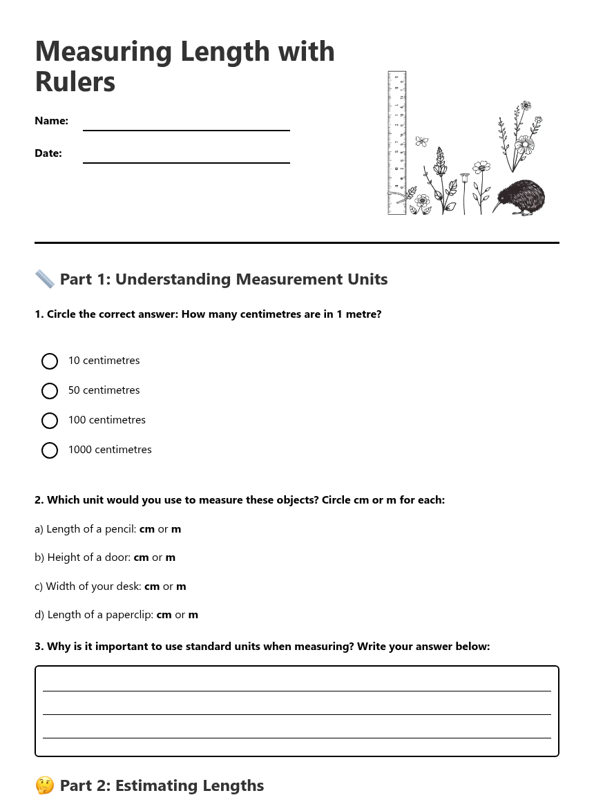 Measuring Curved Objects With String Worksheet.pdf Measuring Length with Rulers — Free Printable Worksheet for Maths ...