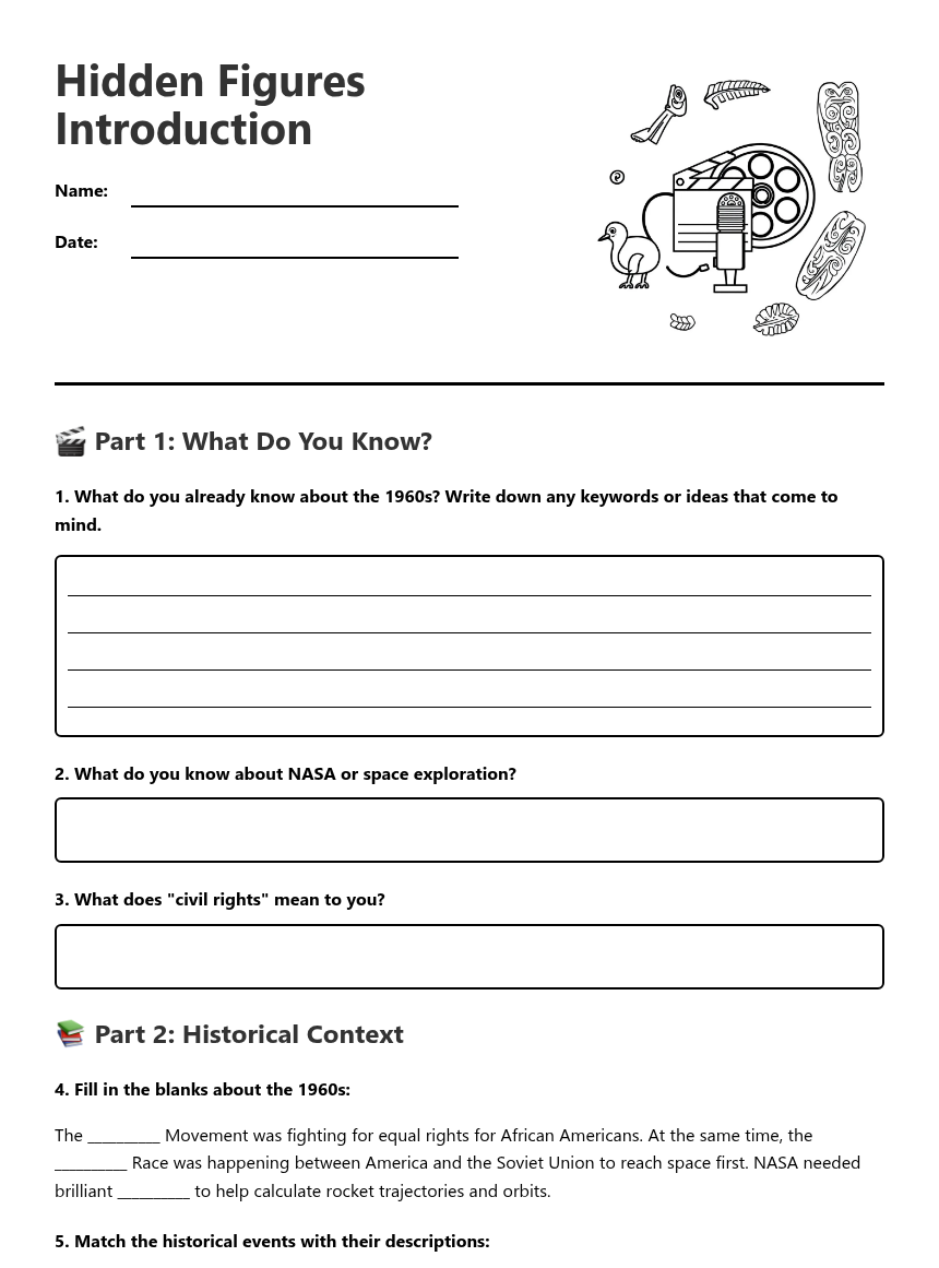 Hidden Figures Worksheet
