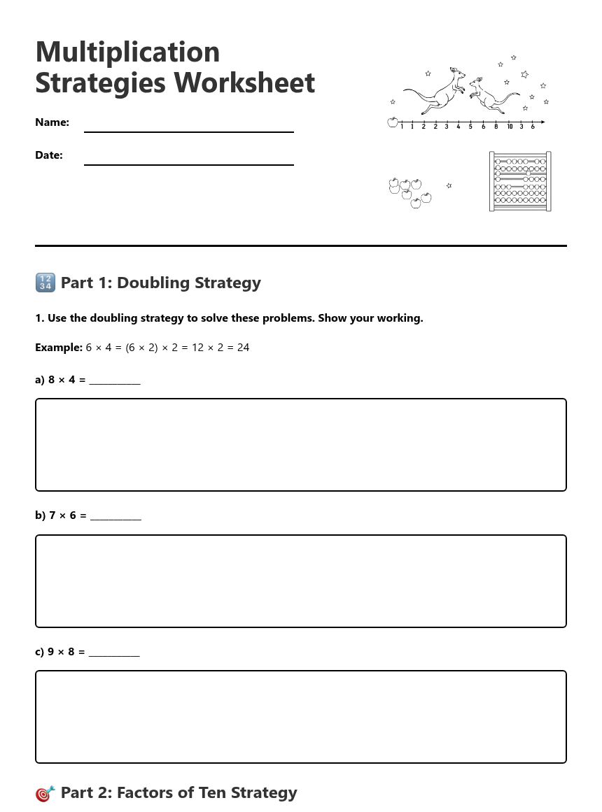 Multiplication Strategies Worksheet — Free Printable Worksheet for ...