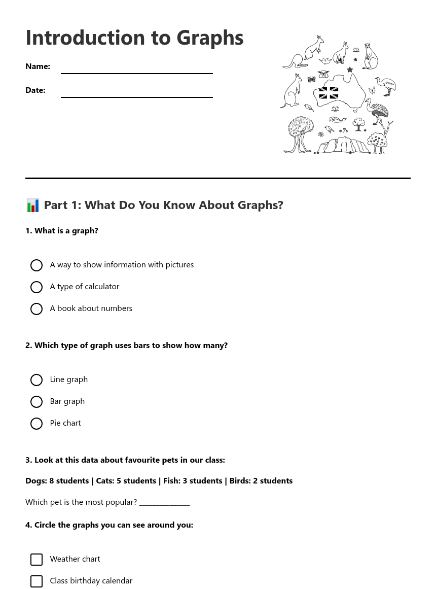 Introduction to Graphs — Free Printable Worksheet for Maths | Kuraplan