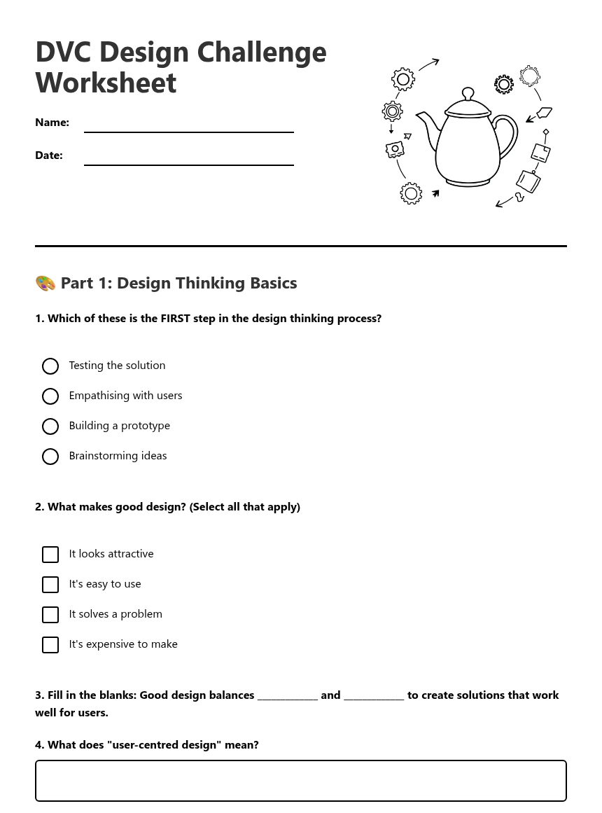 DVC Design Challenge Worksheet — Free Printable Worksheet for ...