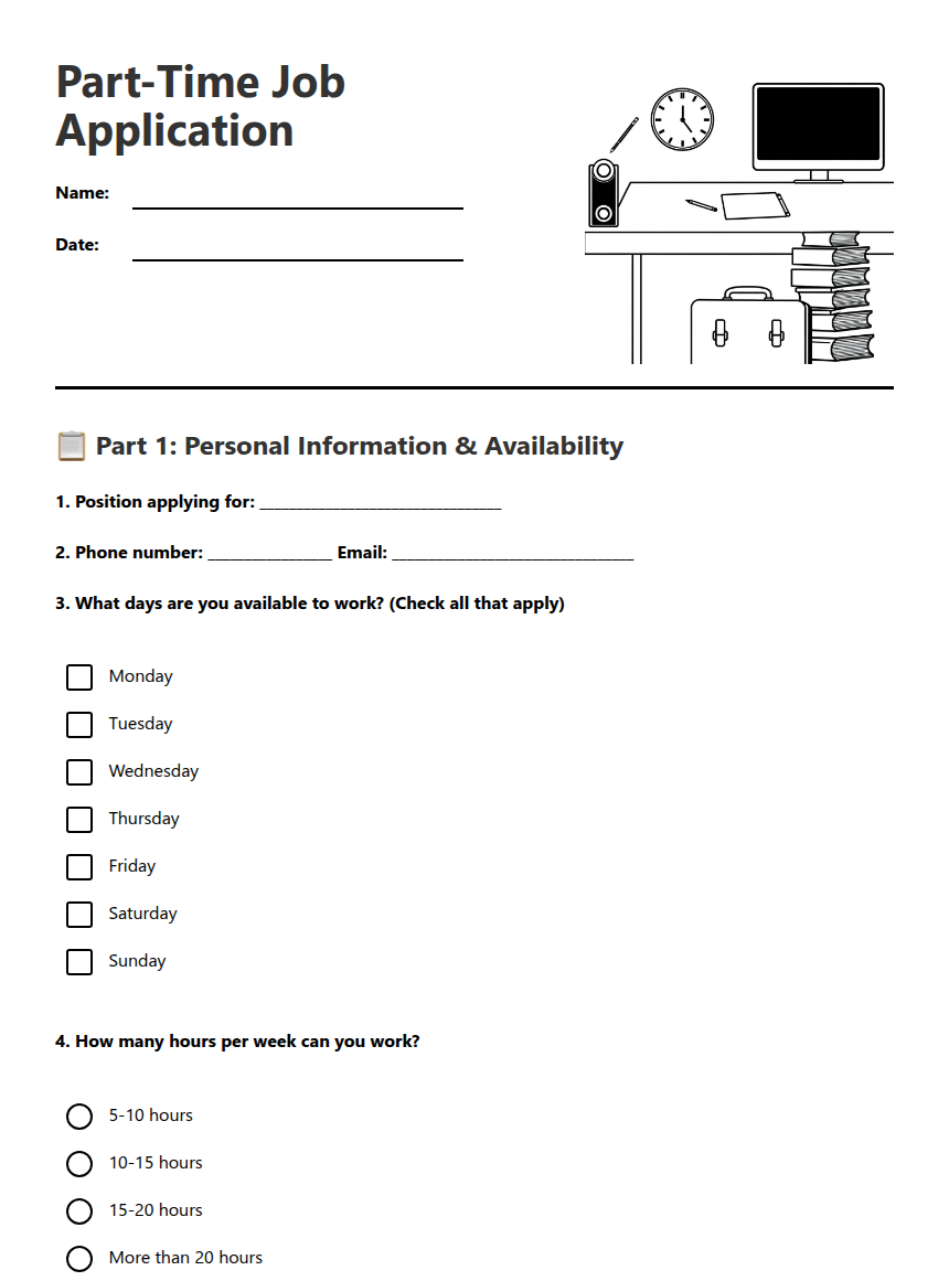Target Part Time Job Application Example Part-Time Job Application | Kuraplan