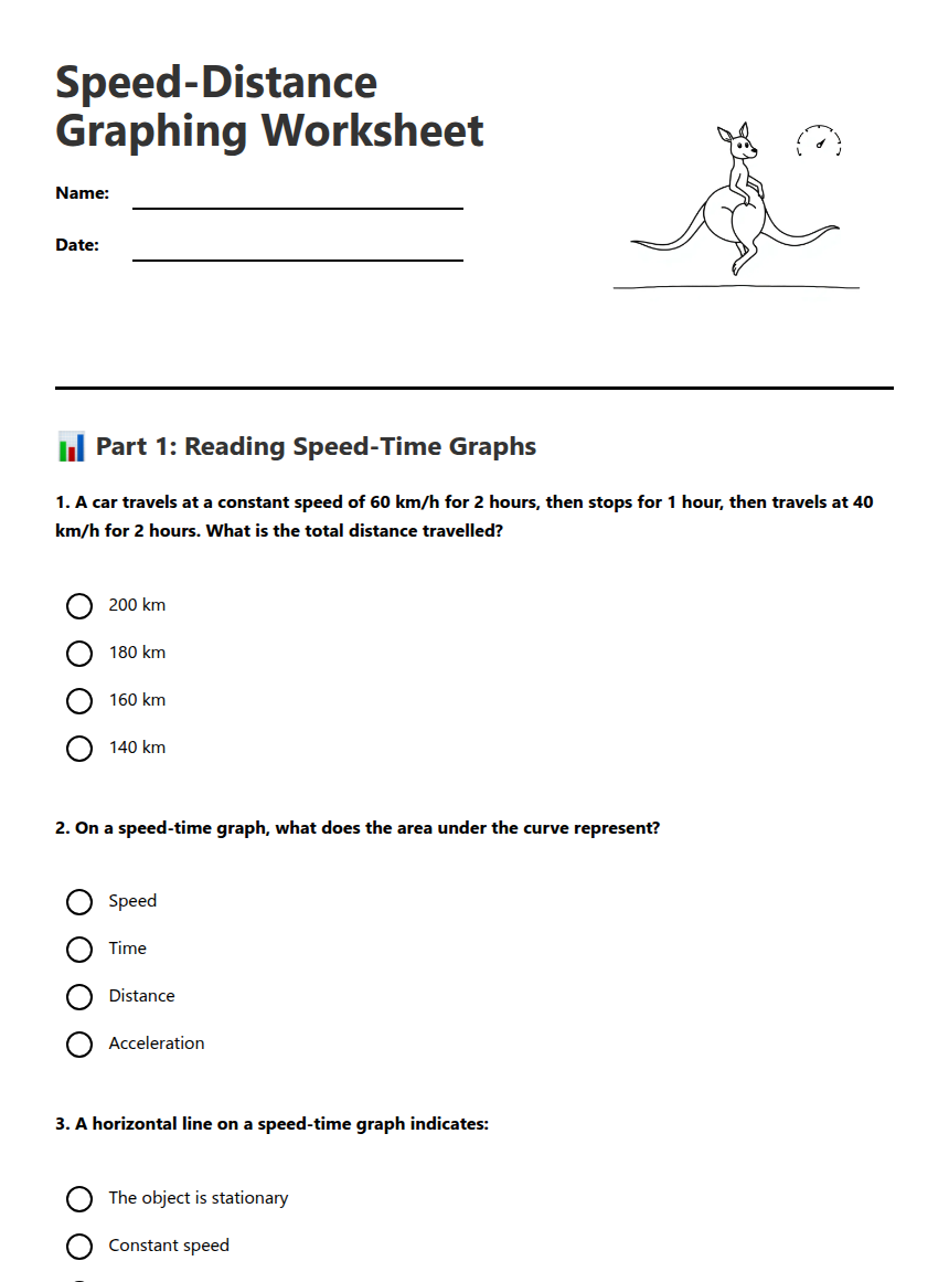 Speed-Distance Graphing Worksheet — Free Printable Worksheet for ...