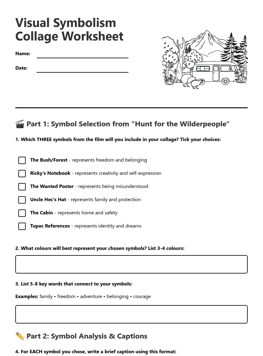 Visual Symbolism Collage Worksheet — Free Printable Worksheet for ...