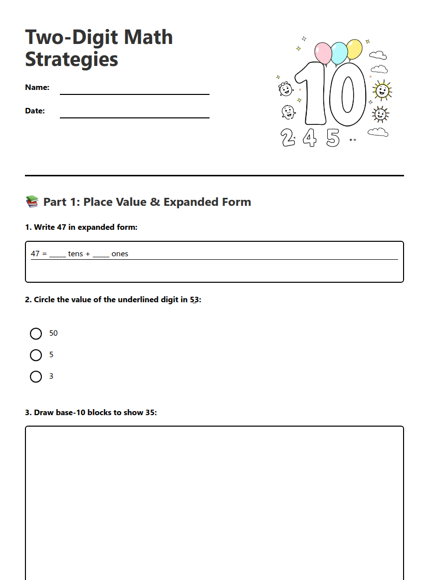 Math Place Value Worksheets 2 Digit Numbers 2479x3508