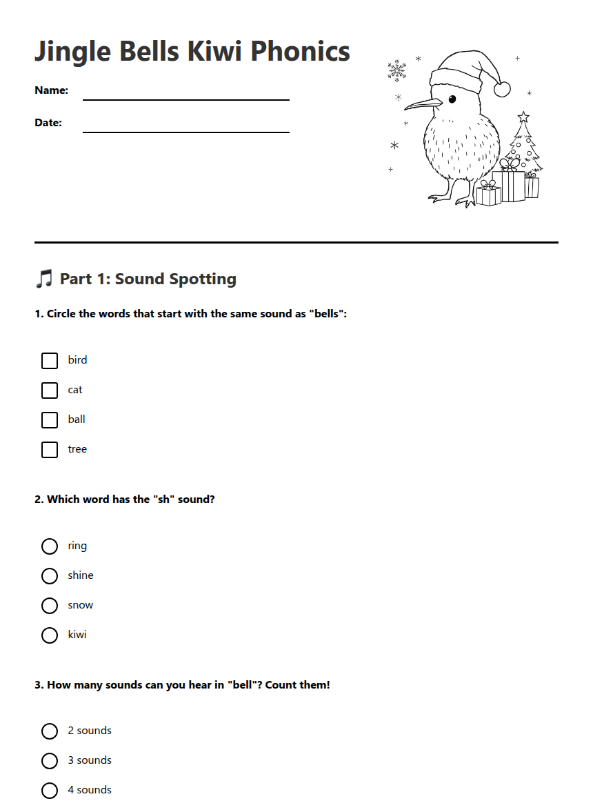 Ding Jingle Bells【激レア】願いの瓶シリーズ｜在庫1点のみ Jingle Bells Kiwi Phonics — Free Printable Worksheet for Music