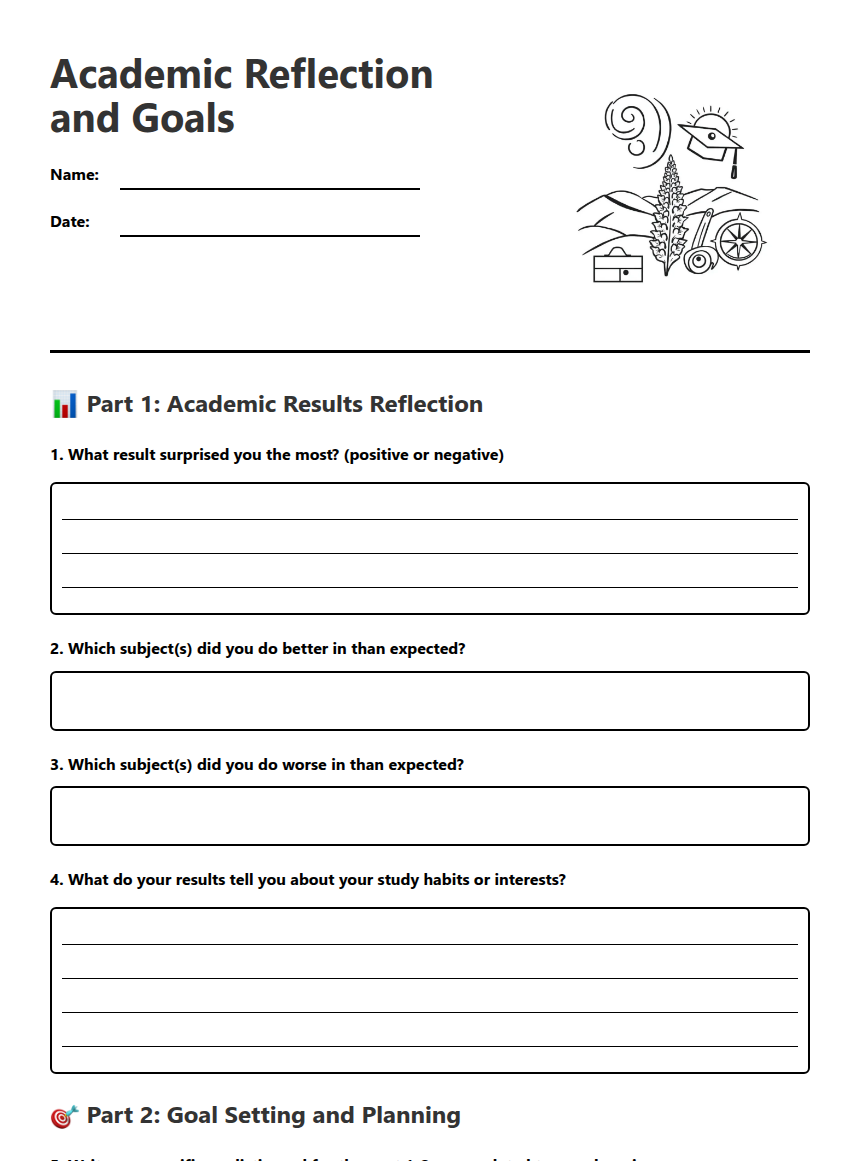 Goal Reflection Worksheet.pdf Academic Reflection and Goals — Free Printable Worksheet for Technology ...