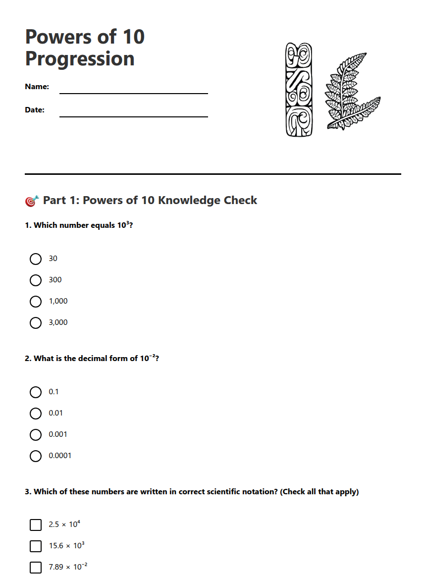 Powers of 10 Progression — Free Printable Worksheet for Maths | Kuraplan